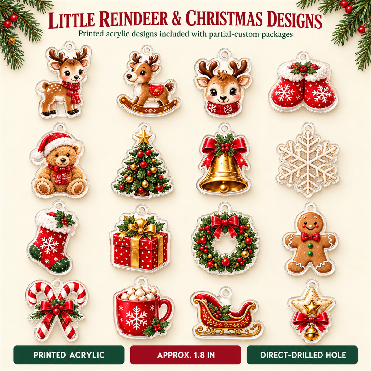Personalized Little Reindeer Baby Christmas Advent Calendar with 24 Photo Ornaments