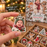 Personalized Woodland Baby First Christmas Advent Calendar with 24 Photo Ornaments
