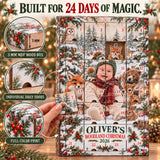 Personalized Woodland Baby First Christmas Advent Calendar with 24 Photo Ornaments