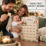Personalized Safari Baby First Christmas Advent Calendar with 24 Photo Ornaments