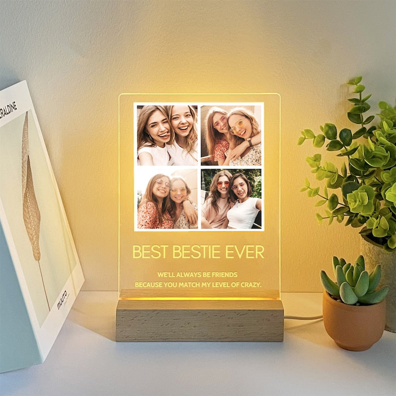 Custom photo collage LED night light sign, Personalized photo night light, 1st and 50th wedding anniversary gifts for him | Light Photo