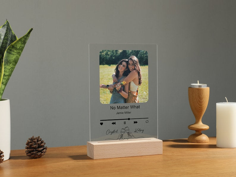 Personalized LED Song Plaque With Stand | Custom Music Night Light | Personalized Music Prints Photo Frame | Gift for Him Boyfriend Bestie | Light Photo