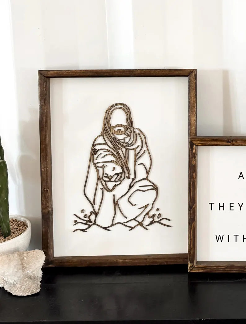 Stunning Jesus Christ “Reaching to Rescue” Wooden Wall Sign