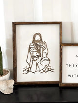 Stunning Jesus Christ “Reaching to Rescue” Wooden Wall Sign