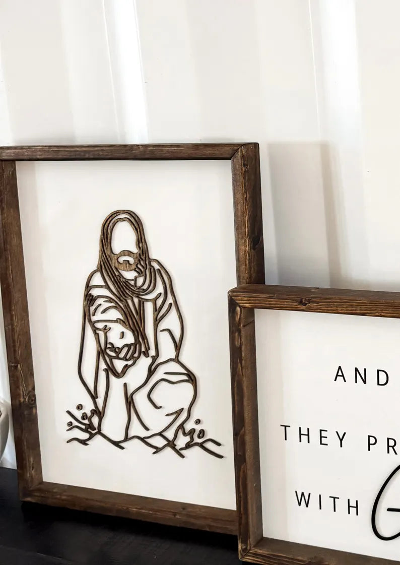 Stunning Jesus Christ “Reaching to Rescue” Wooden Wall Sign