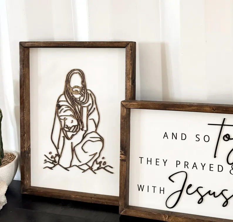 Stunning Jesus Christ “Reaching to Rescue” Wooden Wall Sign