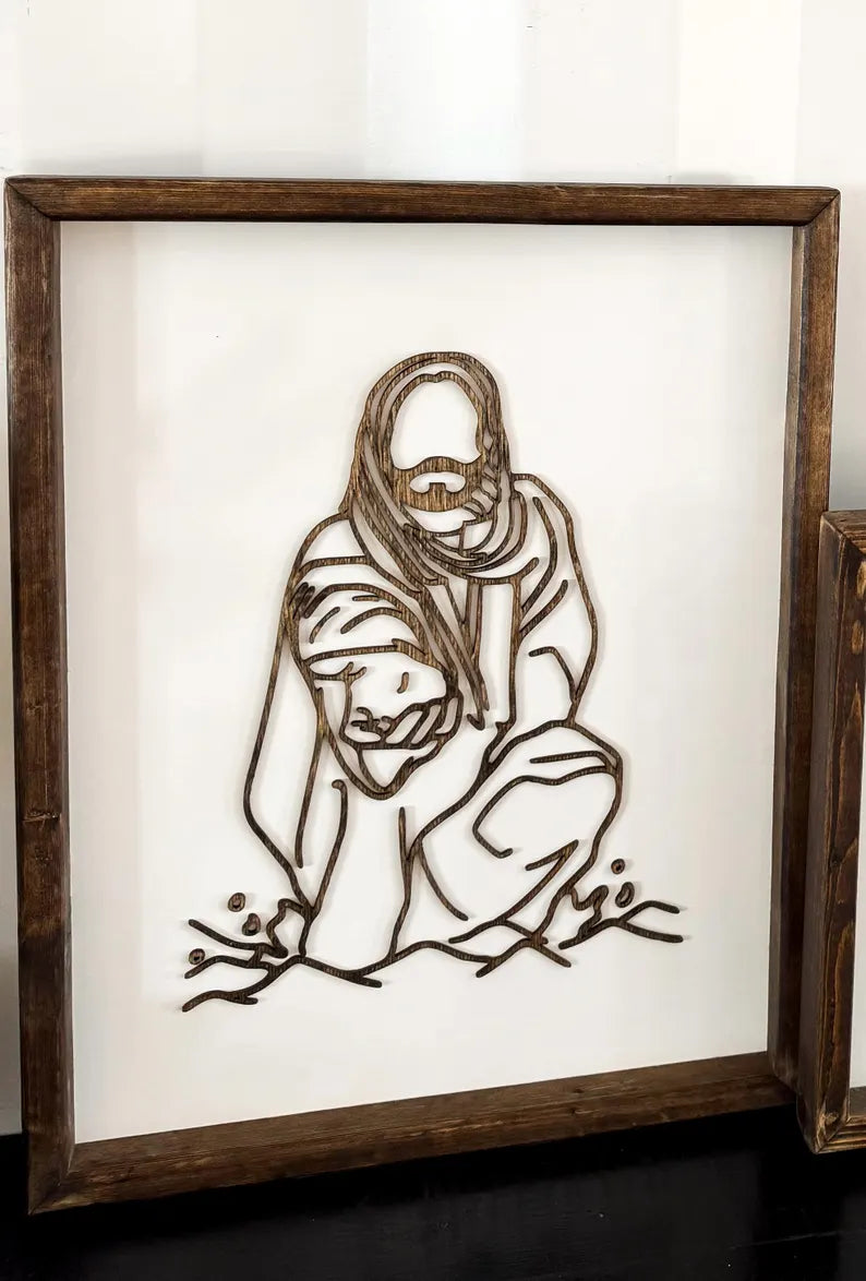 Stunning Jesus Christ “Reaching to Rescue” Wooden Wall Sign