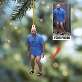 Custom Photo Ornament - Funny Christmas Gift - Christmas, Birthday Gift For Family, Family Members, Mom, Dad, Husband, Wife | Funny Santa
