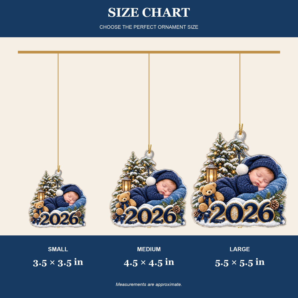 Personalized Sleepy Winter Baby 2026 Photo Ornament - Custom Acrylic Christmas Keepsake - image 8