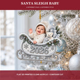 Personalized Santa Sleigh Baby 2026 Photo Ornament - Custom Acrylic Christmas Keepsake - image 3