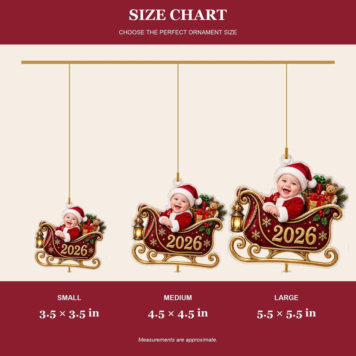 Personalized Santa Sleigh Baby 2026 Photo Ornament - Custom Acrylic Christmas Keepsake - image 8