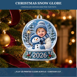 Personalized Baby Christmas Snow Globe 2026 Photo Ornament - Custom Acrylic Christmas Keepsake - image 2