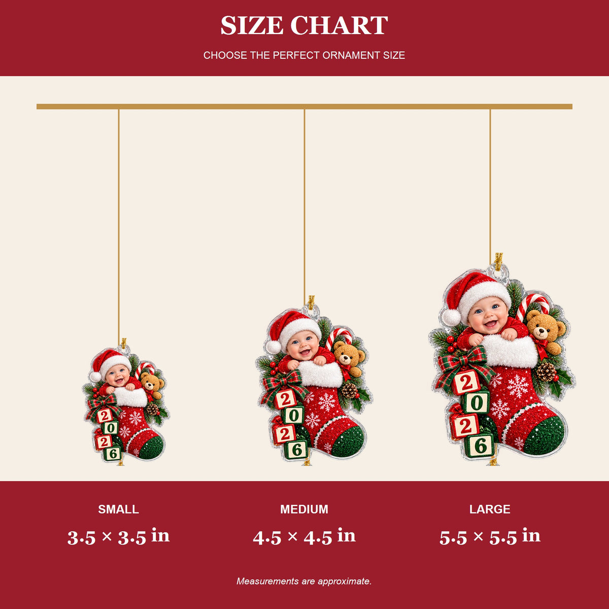 Personalized Baby Stocking Peekaboo 2026 Photo Ornament - Custom Acrylic Christmas Keepsake - image 8