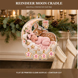 Personalized Reindeer Moon Cradle Baby 2026 Photo Ornament - Custom Acrylic Christmas Keepsake - image 4
