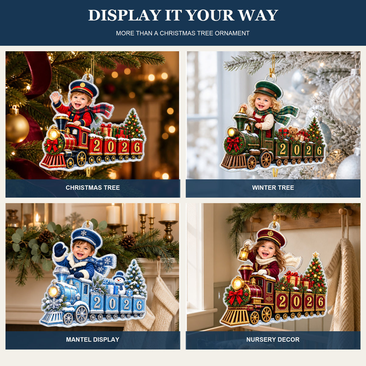 Personalized Christmas Train Baby 2026 Photo Ornament - Custom Acrylic Christmas Keepsake - image 5