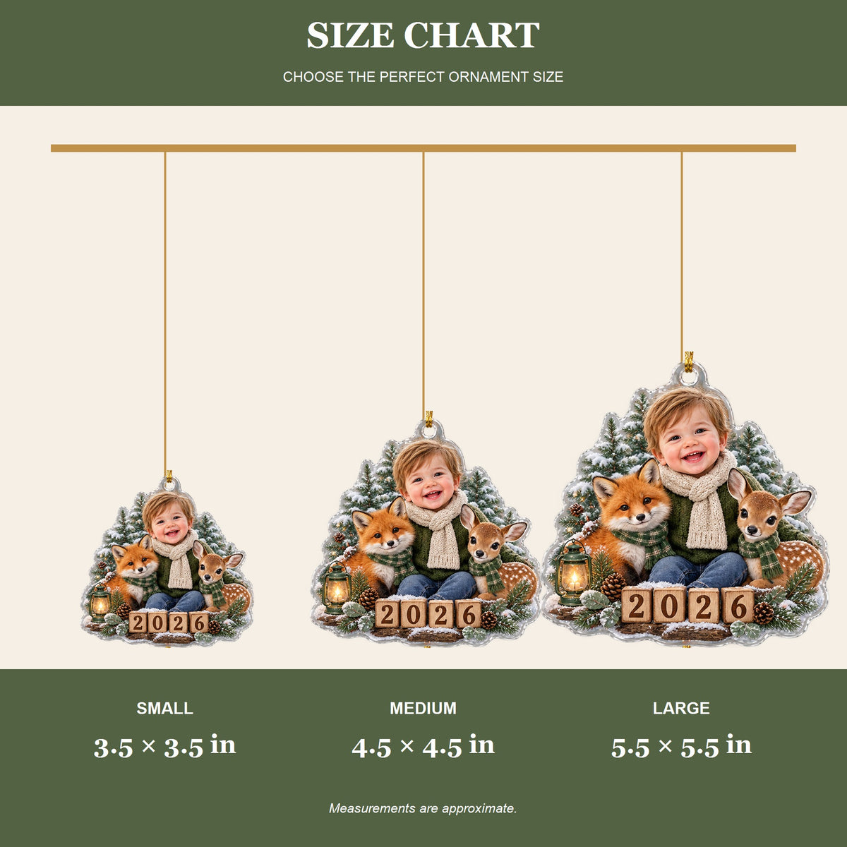 Personalized Woodland Christmas Baby 2026 Photo Ornament - Custom Acrylic Christmas Keepsake - image 8