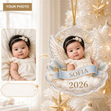 Personalized Little Christmas Angel Baby 2026 Photo Ornament - Custom Acrylic Christmas Keepsake - image 1