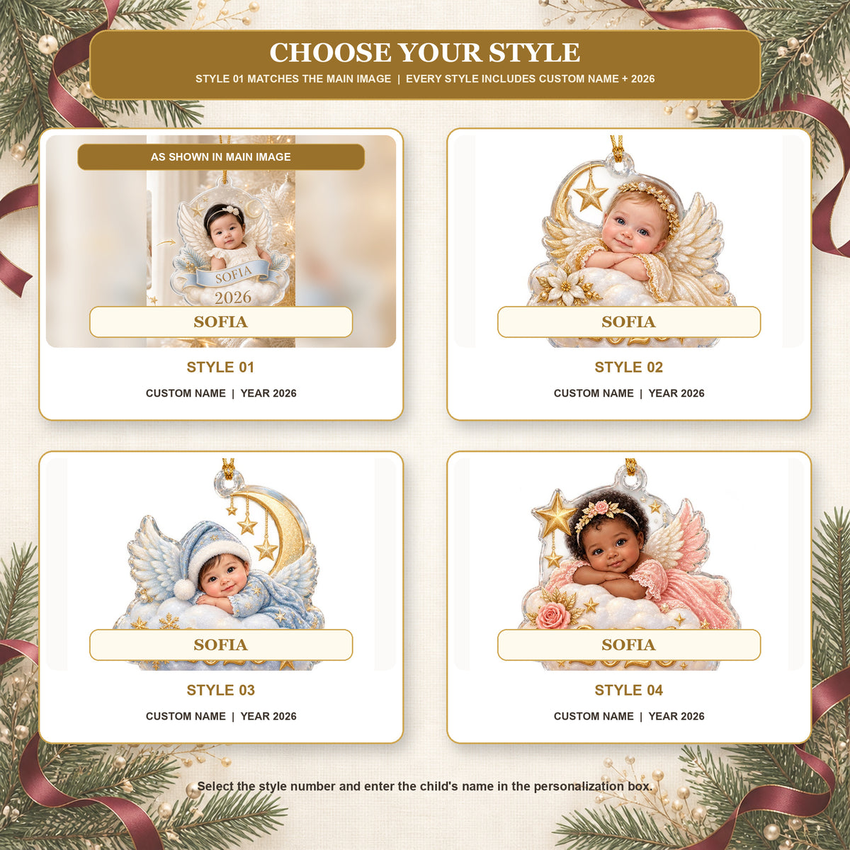 Personalized Little Christmas Angel Baby 2026 Photo Ornament - Custom Acrylic Christmas Keepsake - image 9