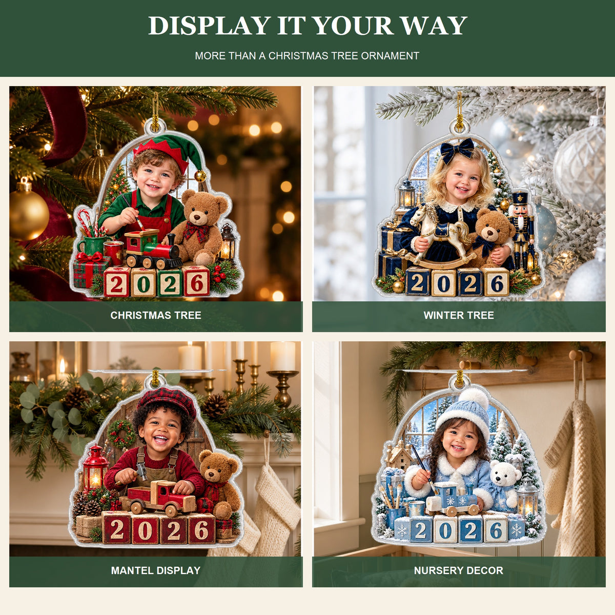 Personalized Toy Workshop Baby 2026 Photo Ornament - Custom Acrylic Christmas Keepsake - image 5