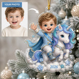 Personalized Chibi Unicorn Dream Photo Ornament - Custom Acrylic Christmas Keepsake - image 1