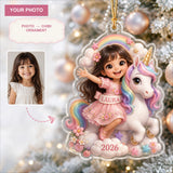 Personalized Chibi Unicorn Dream Photo Ornament - Custom Acrylic Christmas Keepsake - image 2