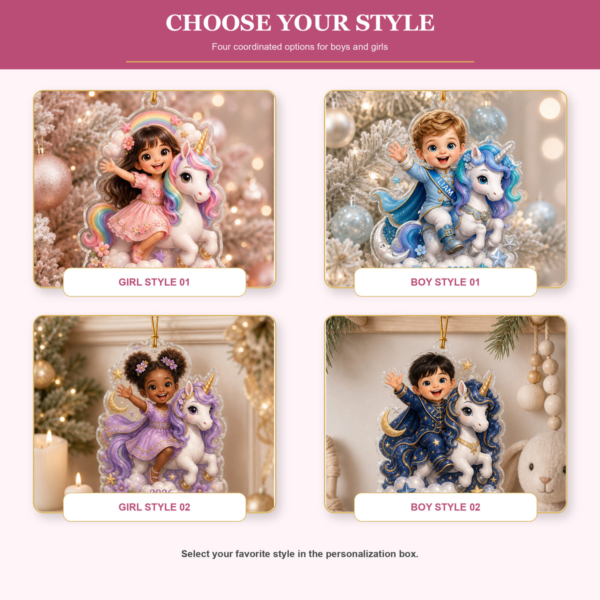 Personalized Chibi Unicorn Dream Photo Ornament - Custom Acrylic Christmas Keepsake - image 9