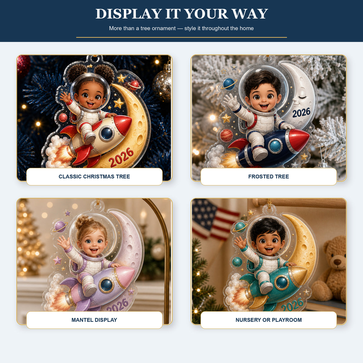 Personalized Chibi Space Explorer Photo Ornament - Custom Acrylic Christmas Keepsake - image 5