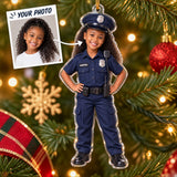 Personalized Kids Police Officer Photo Ornament - Custom Acrylic Christmas Keepsake - image 1