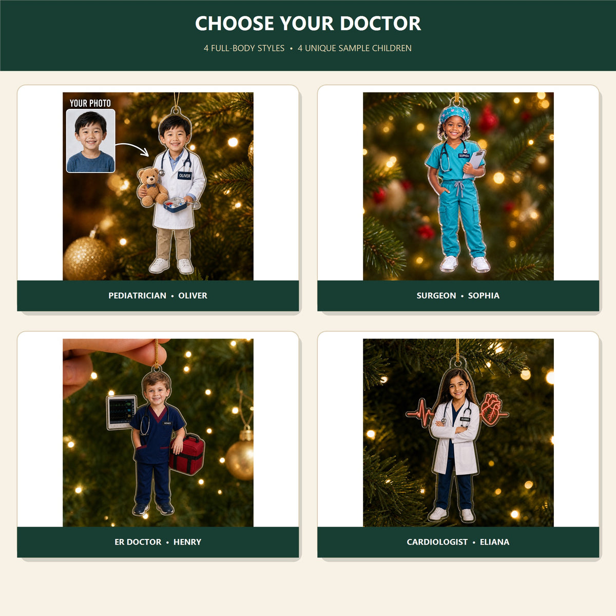 Personalized Kids Doctor Photo Ornament - Custom Acrylic Christmas Keepsake - image 2