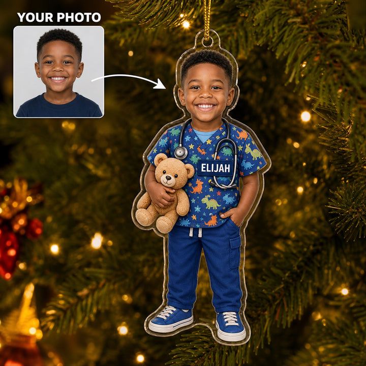 Personalized Kids Nurse Photo Ornament - Custom Acrylic Christmas Keepsake - image 1