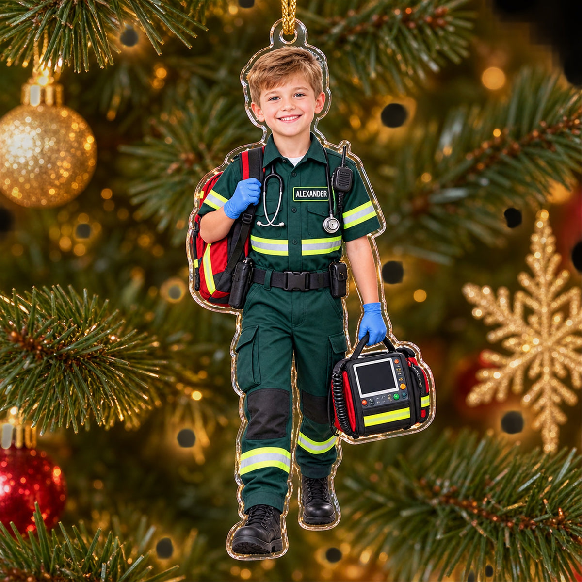 Personalized Kids EMT Paramedic Photo Ornament - Custom Acrylic Christmas Keepsake - image 3