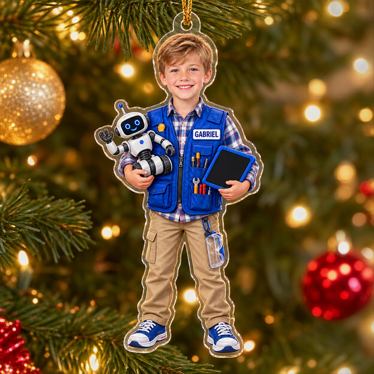 Personalized Kids Scientist Photo Ornament - Custom Acrylic Christmas Keepsake - image 3