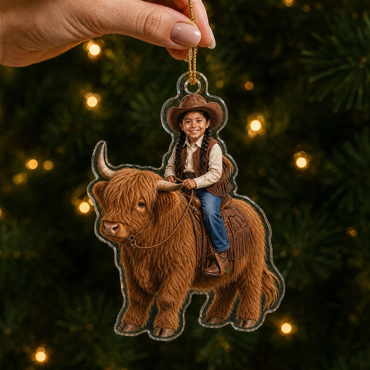 Personalized Kids Western Farm Photo Ornament - Custom Acrylic Christmas Keepsake - image 3