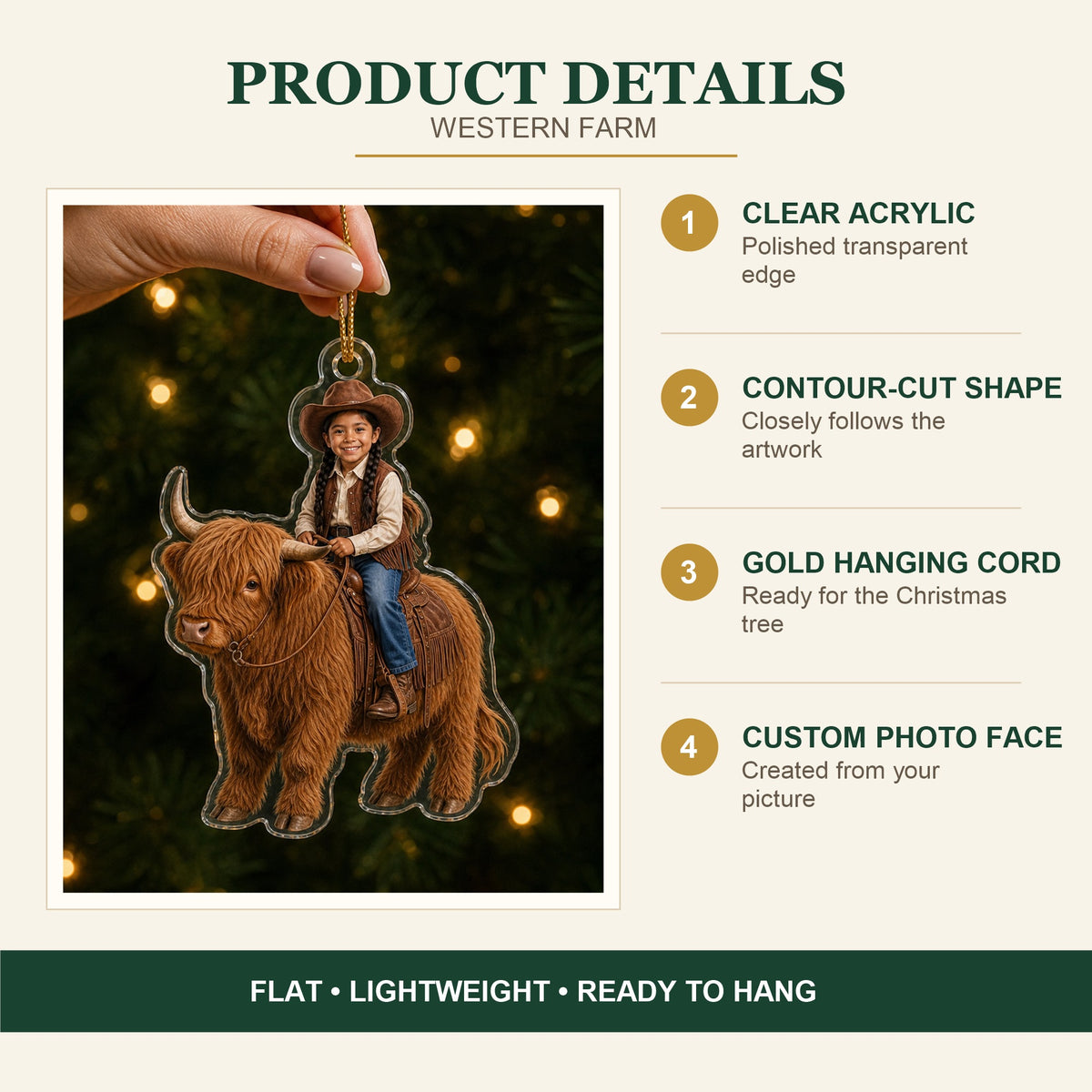 Personalized Kids Western Farm Photo Ornament - Custom Acrylic Christmas Keepsake - image 5