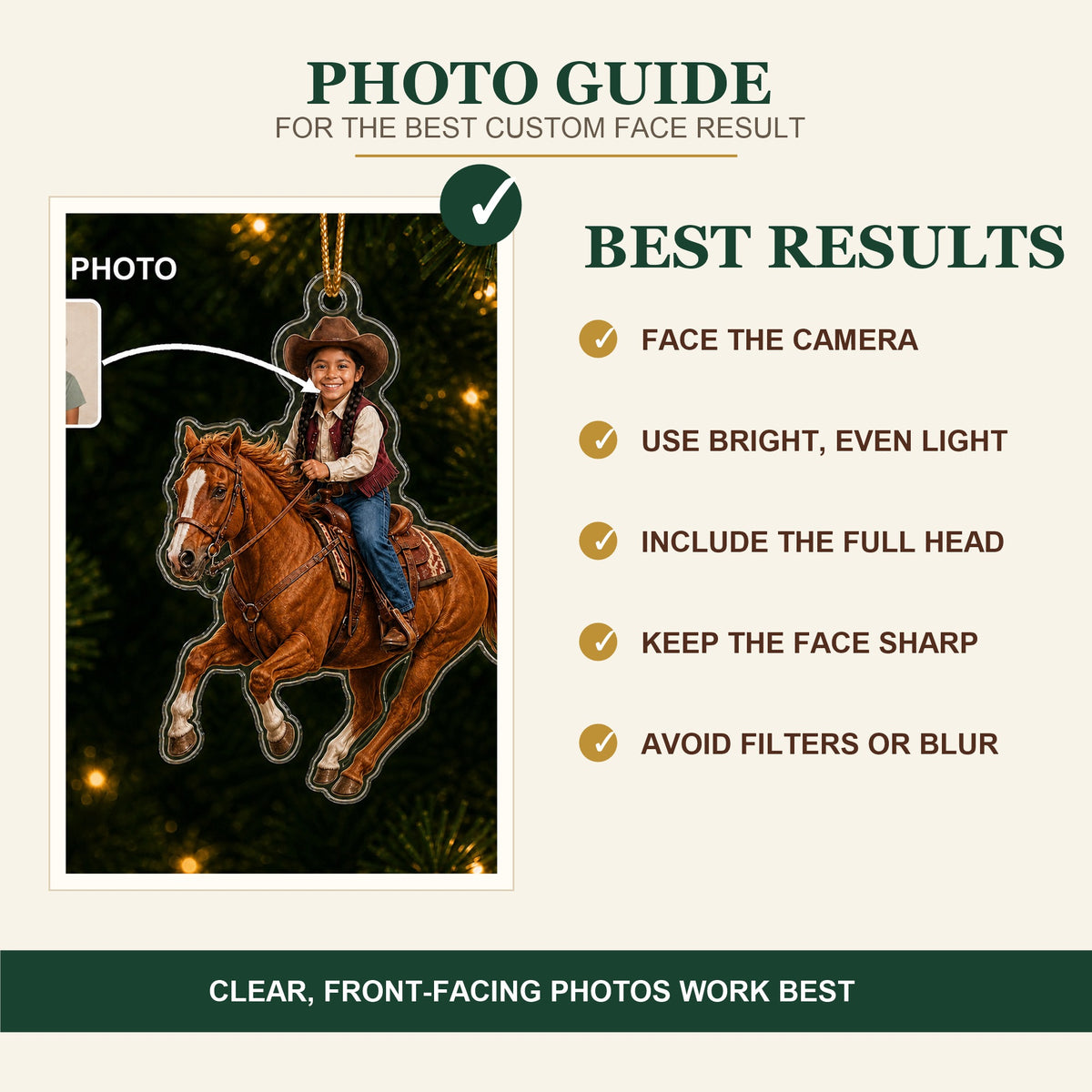 Personalized Kids Western Farm Photo Ornament - Custom Acrylic Christmas Keepsake - image 6
