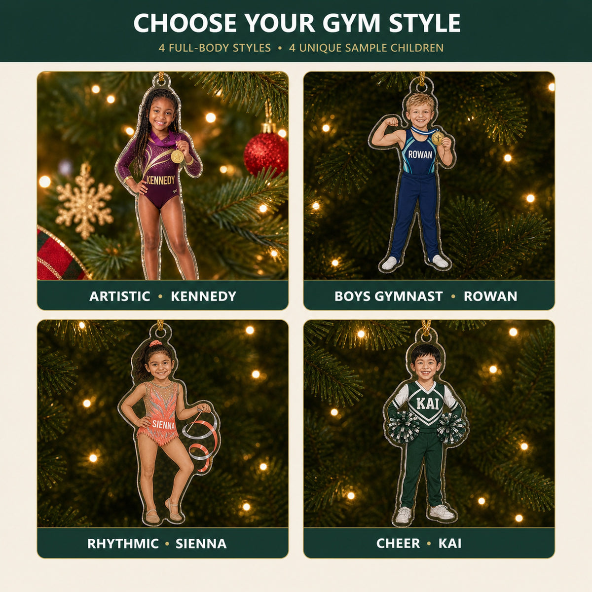 Personalized Kids Gymnastics and Cheer Photo Ornament - Custom Acrylic Christmas Keepsake - image 5