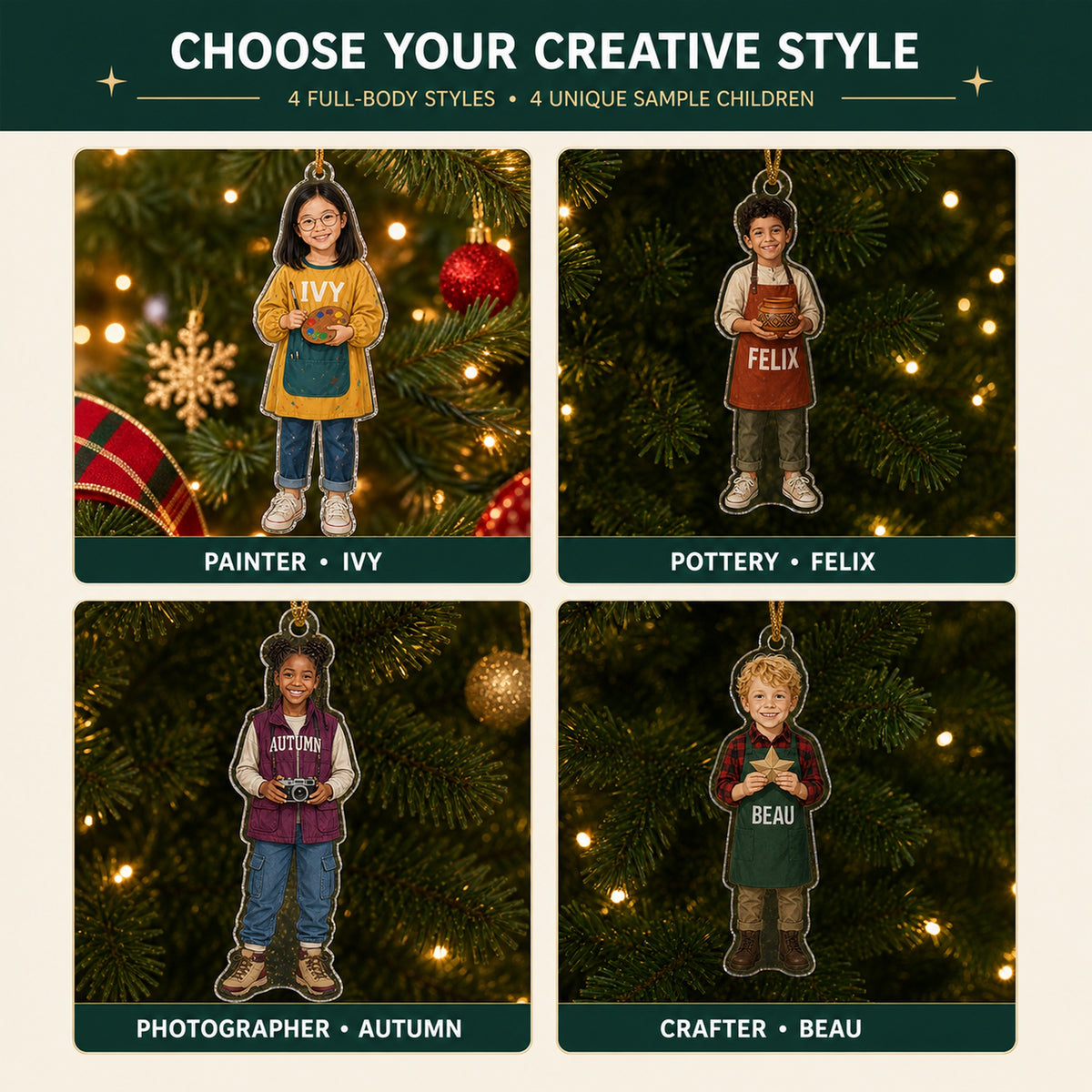 Personalized Kids Creative Arts Photo Ornament - Custom Acrylic Christmas Keepsake - image 5