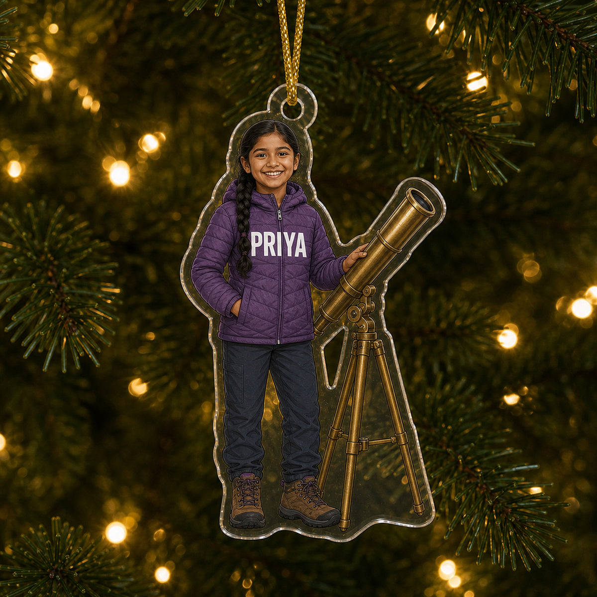 Personalized Kids Outdoor Adventure Photo Ornament - Custom Acrylic Christmas Keepsake - image 4