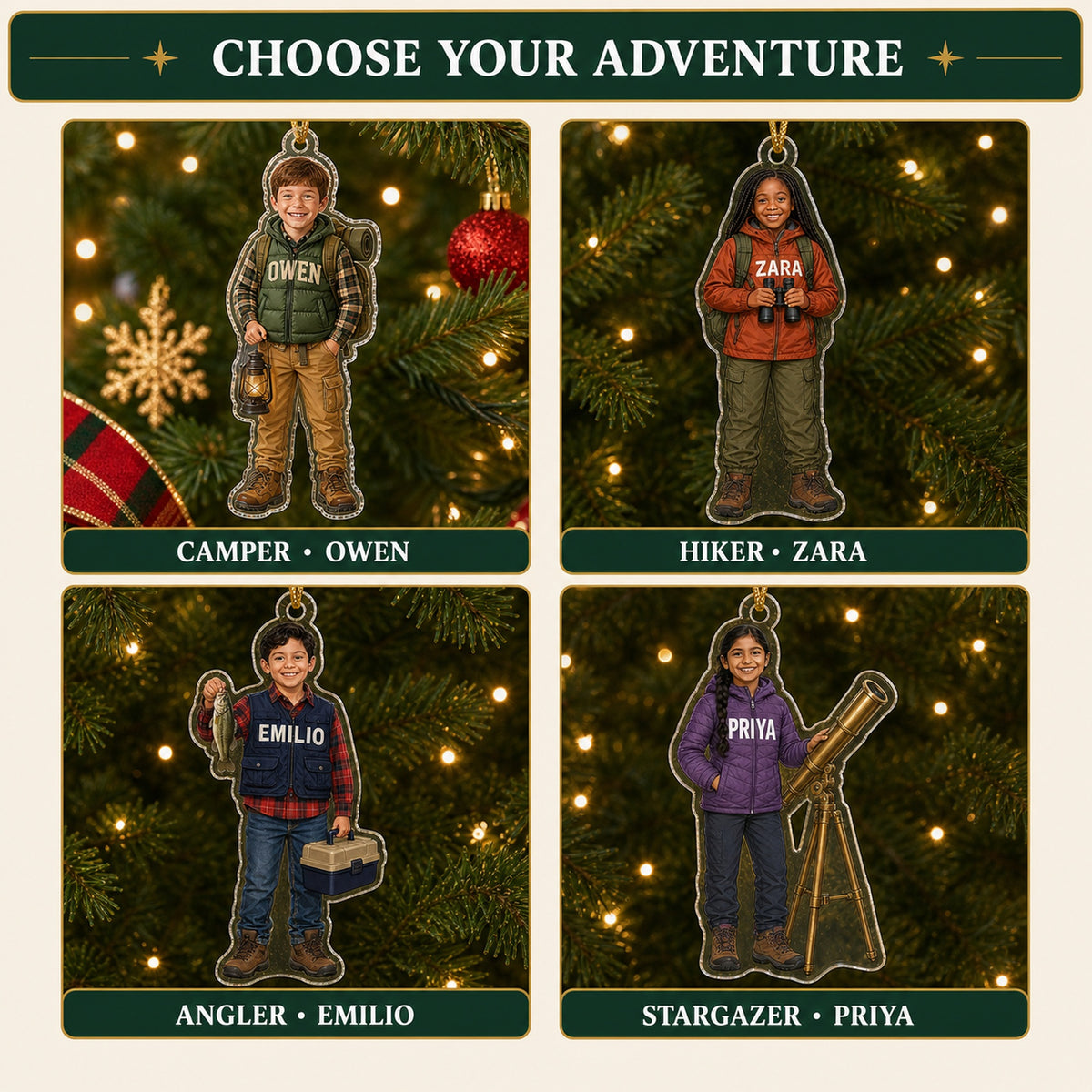Personalized Kids Outdoor Adventure Photo Ornament - Custom Acrylic Christmas Keepsake - image 5