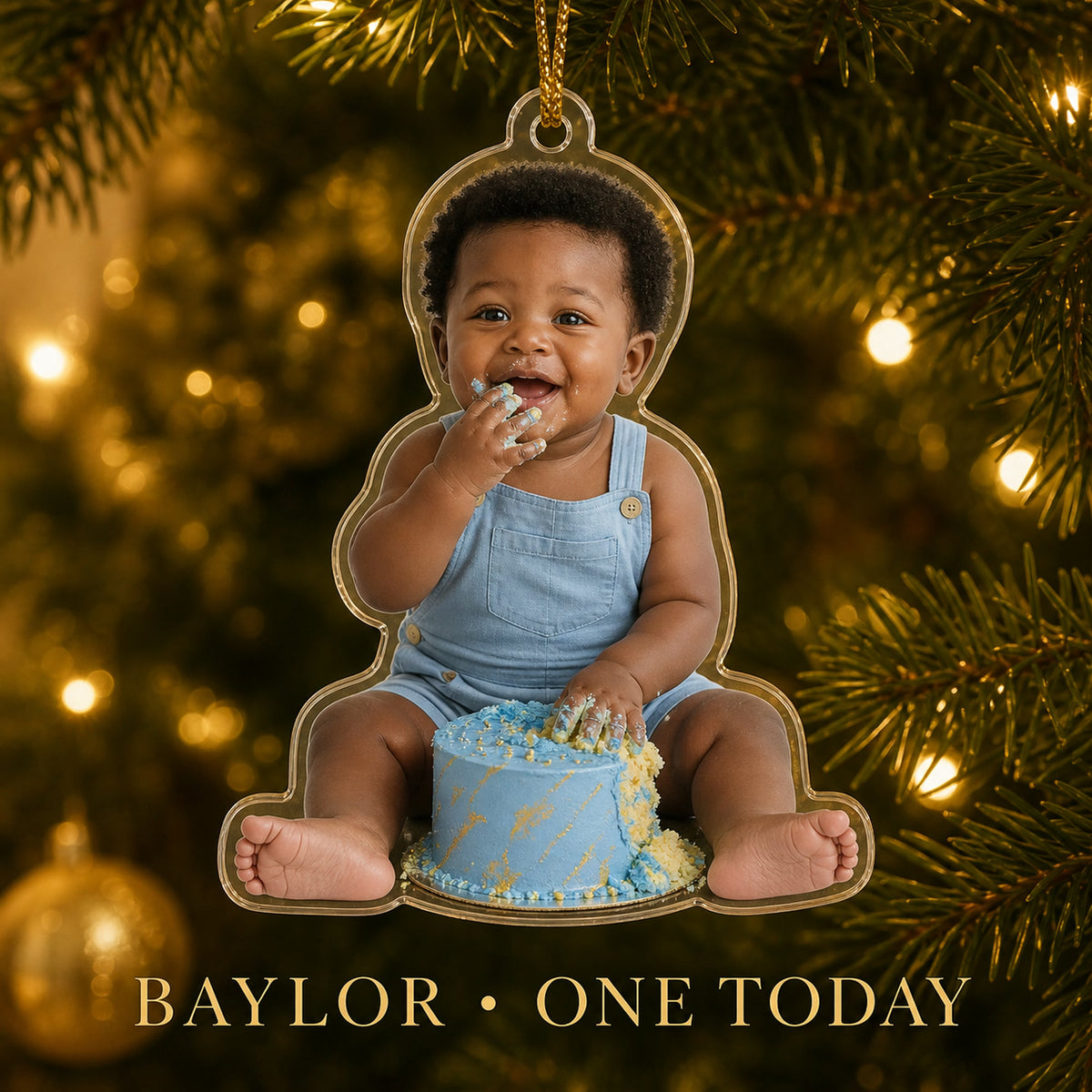 Personalized First Birthday Cake Smash Photo Ornament - Custom Acrylic Christmas Keepsake - image 2