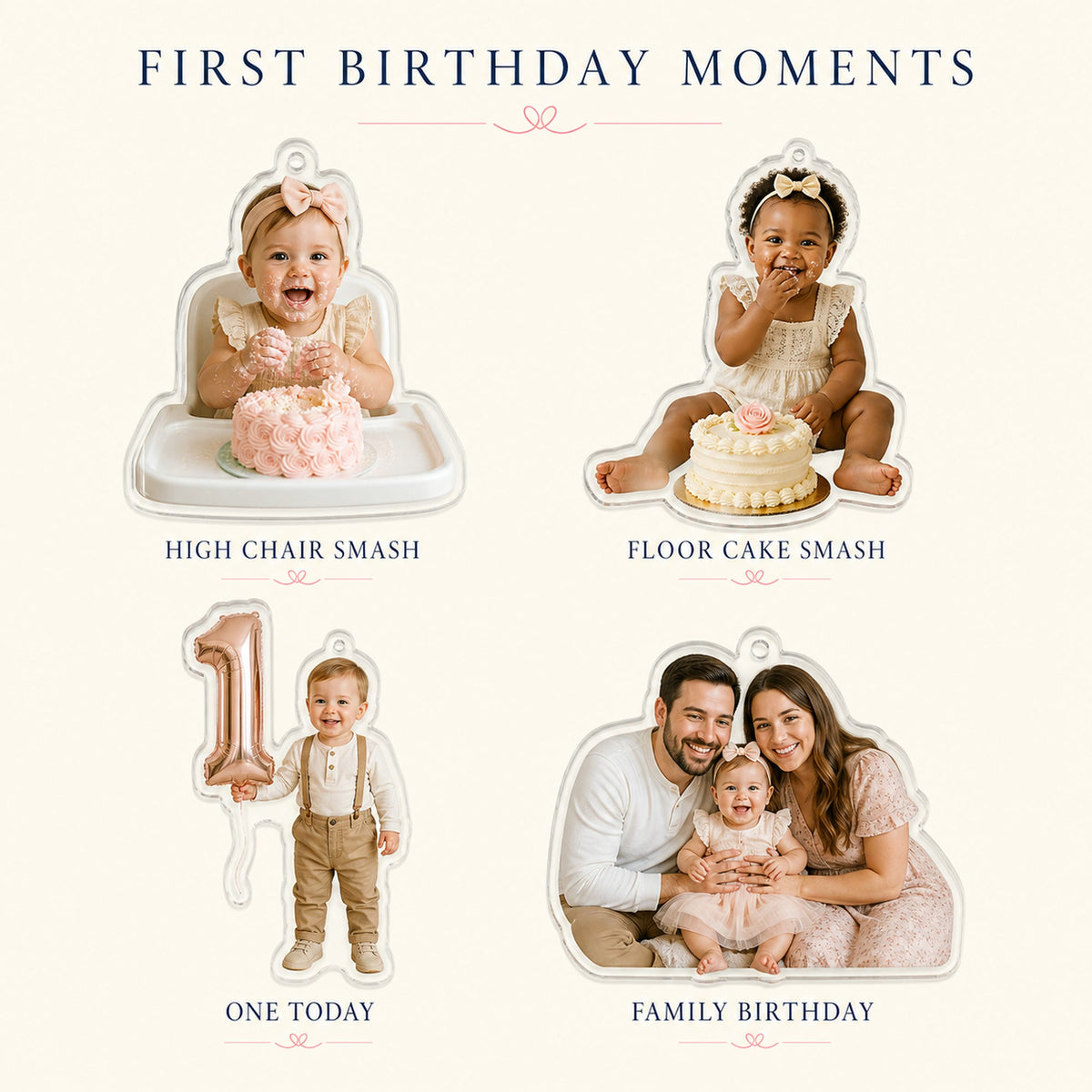 Personalized First Birthday Cake Smash Photo Ornament - Custom Acrylic Christmas Keepsake - image 4