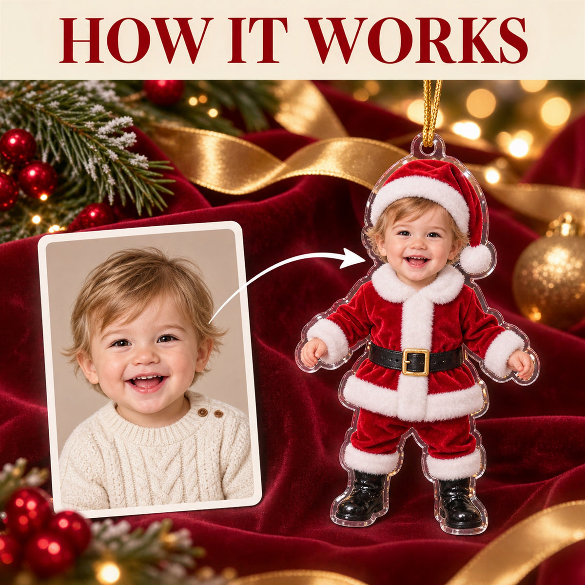 Personalized Baby Santa Christmas Photo Ornament - Custom Acrylic Christmas Keepsake - image 6