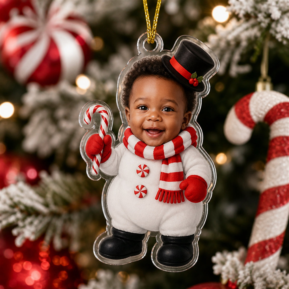 Personalized Baby Snowman Christmas Photo Ornament - Custom Acrylic Christmas Keepsake - image 2