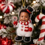 Personalized Baby Snowman Christmas Photo Ornament - Custom Acrylic Christmas Keepsake - image 2