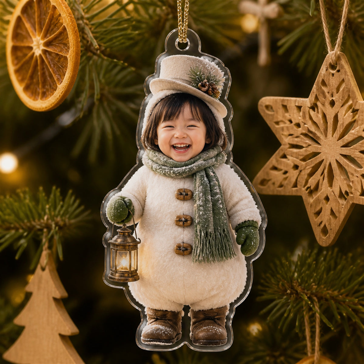 Personalized Baby Snowman Christmas Photo Ornament - Custom Acrylic Christmas Keepsake - image 3