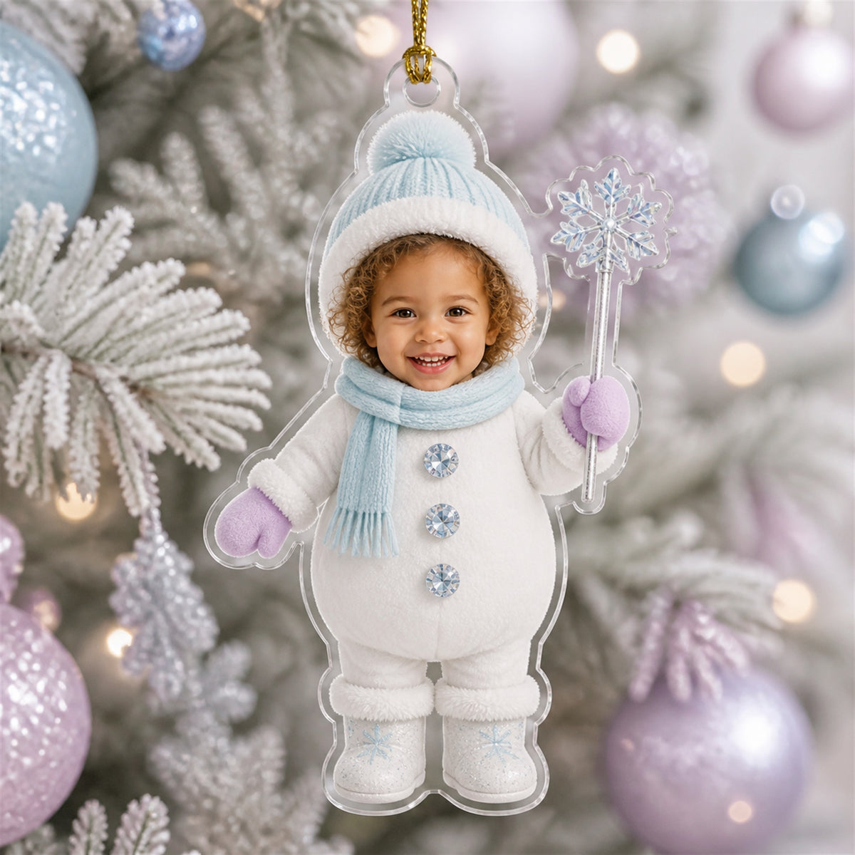 Personalized Baby Snowman Christmas Photo Ornament - Custom Acrylic Christmas Keepsake - image 4