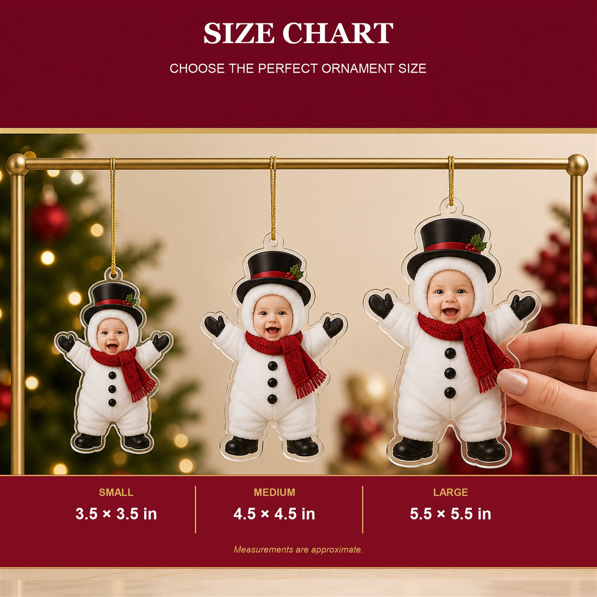 Personalized Baby Snowman Christmas Photo Ornament - Custom Acrylic Christmas Keepsake - image 8