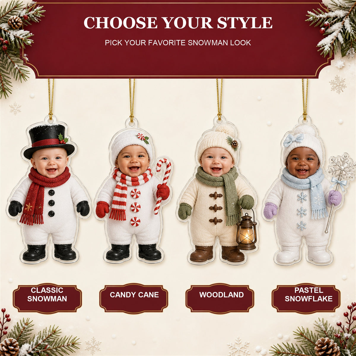 Personalized Baby Snowman Christmas Photo Ornament - Custom Acrylic Christmas Keepsake - image 9