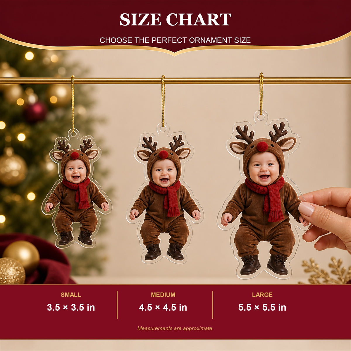 Personalized Baby Reindeer Christmas Photo Ornament - Custom Acrylic Christmas Keepsake - image 8
