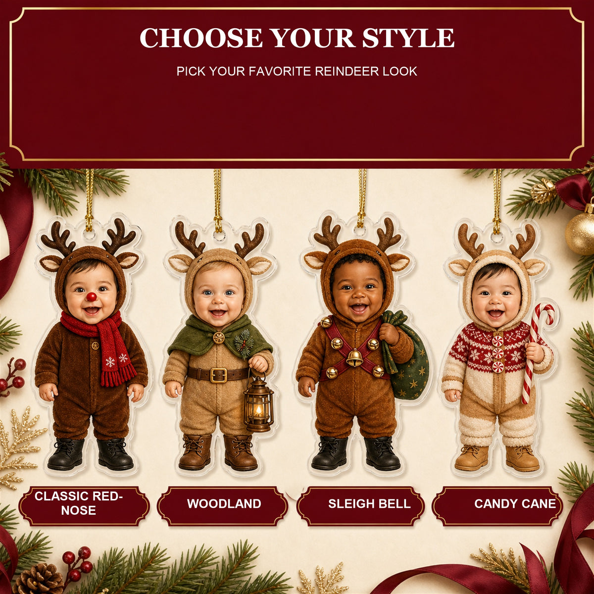 Personalized Baby Reindeer Christmas Photo Ornament - Custom Acrylic Christmas Keepsake - image 9